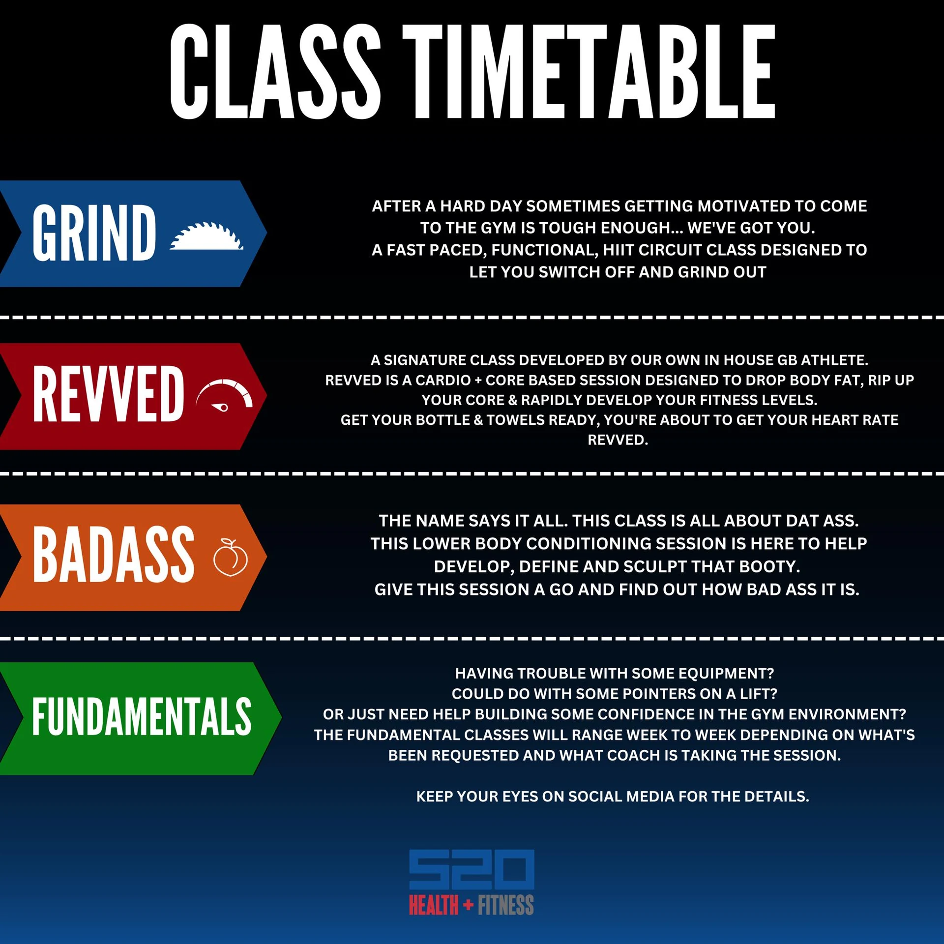 S20 Health and Fitness class explanation